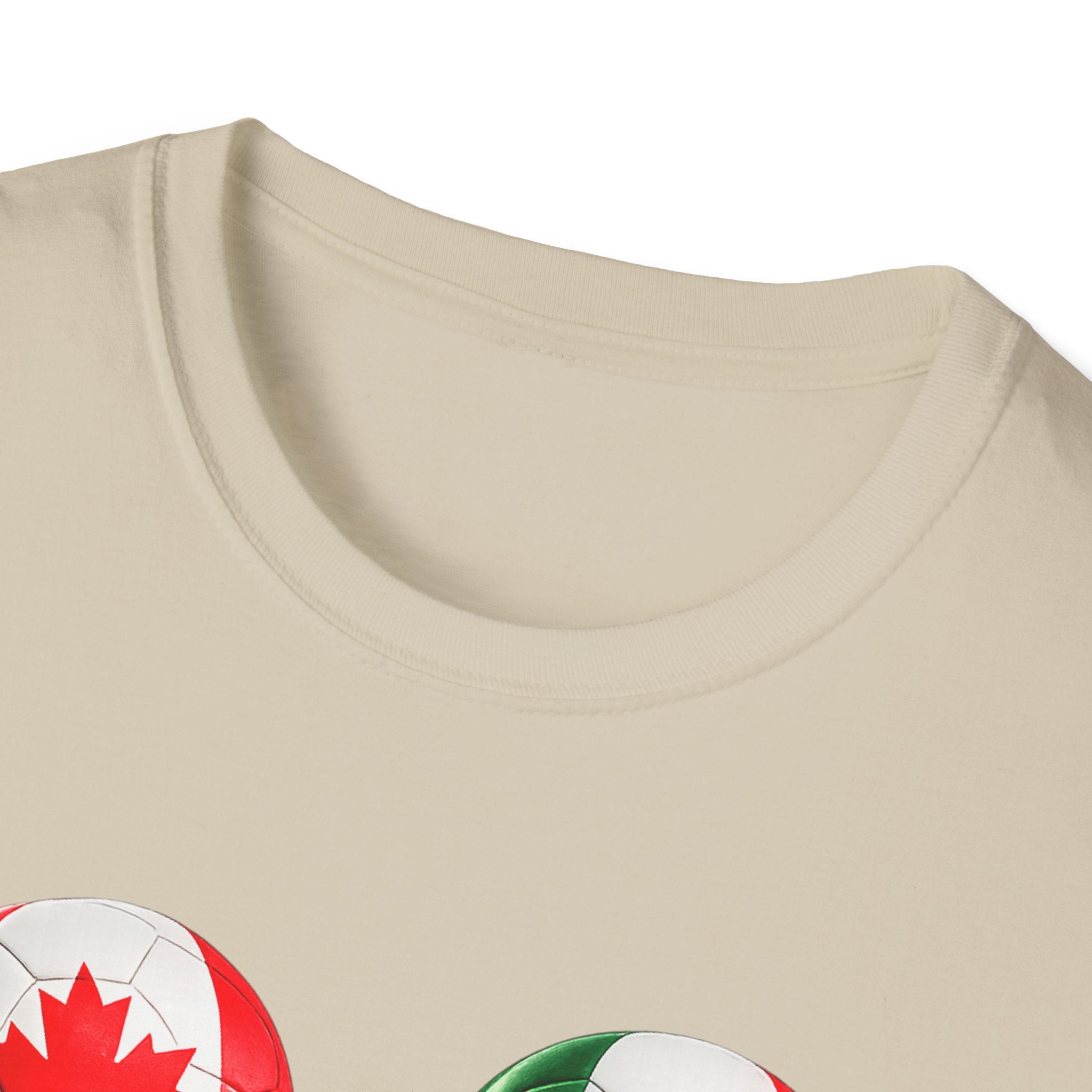 World Cup Trio Soccer Ball T-Shirt — USA Canada Mexico Flags