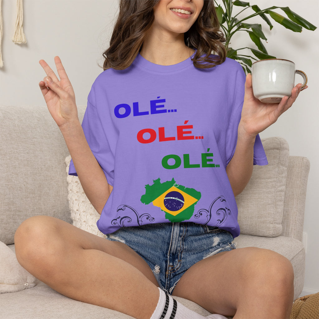 Brazil Olé World Cup 2026 T-Shirt — Brazil Flag Map Soccer Fan Tee
