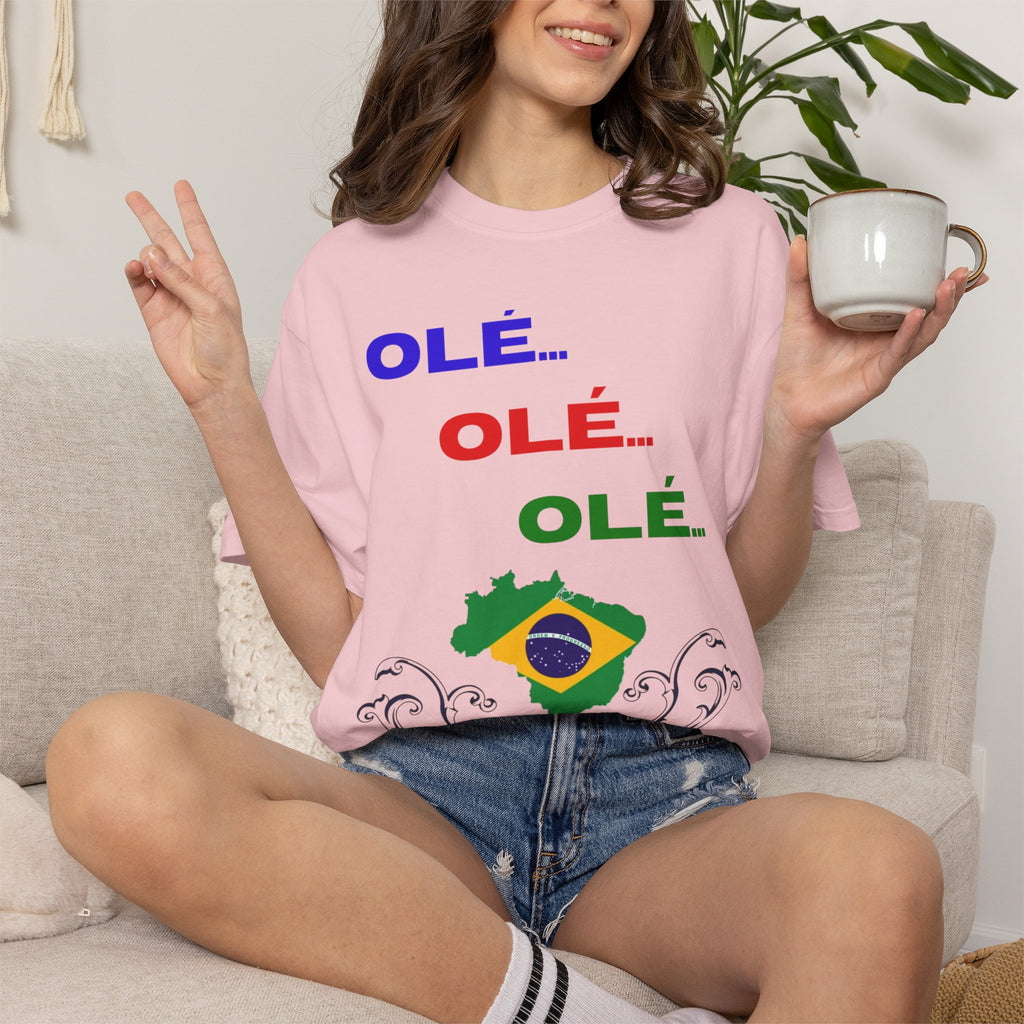 Brazil Olé World Cup 2026 T-Shirt — Brazil Flag Map Soccer Fan Tee