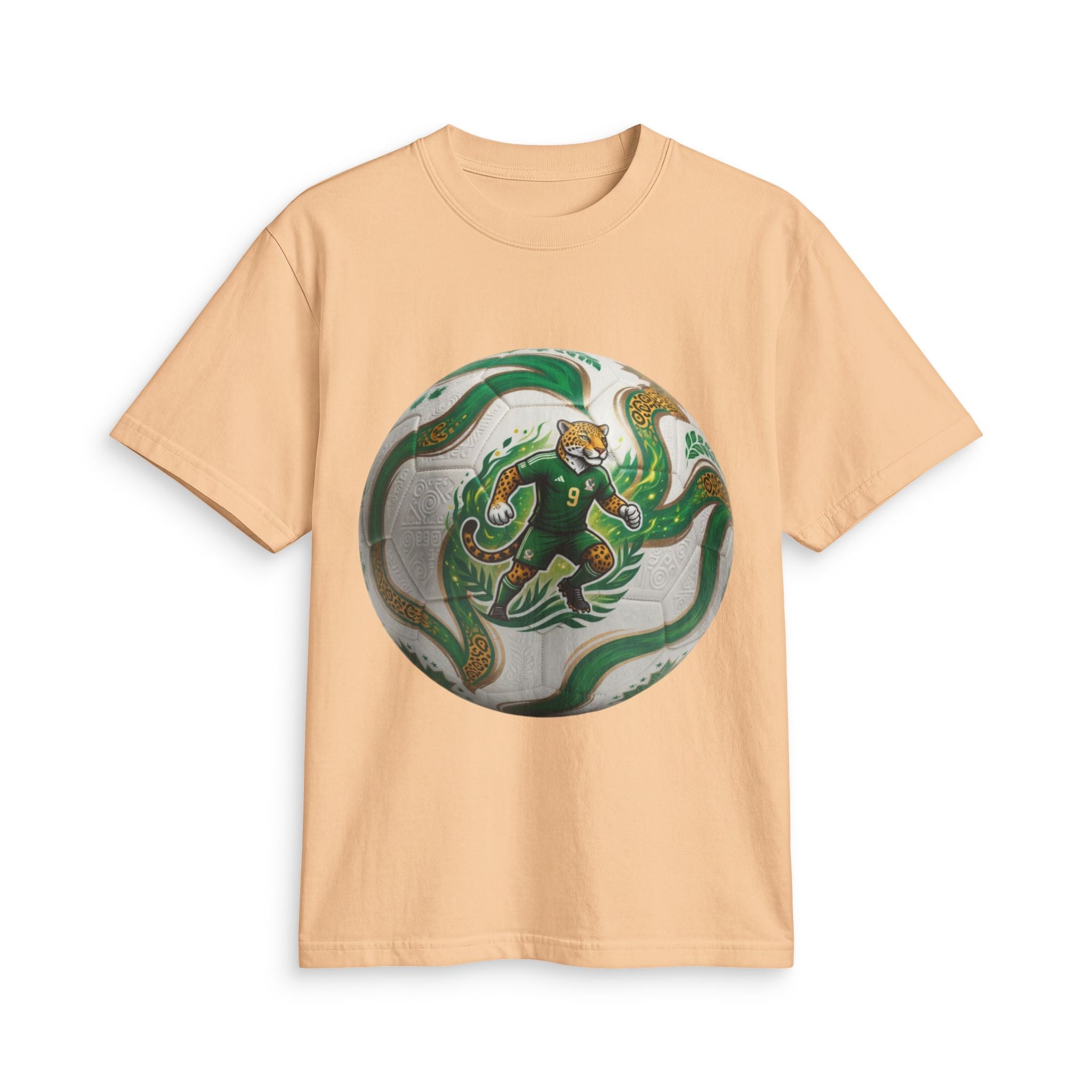 Soccer Graphic T‑Shirt — Green Ball Mexico 2026 World Cup Style Football Design