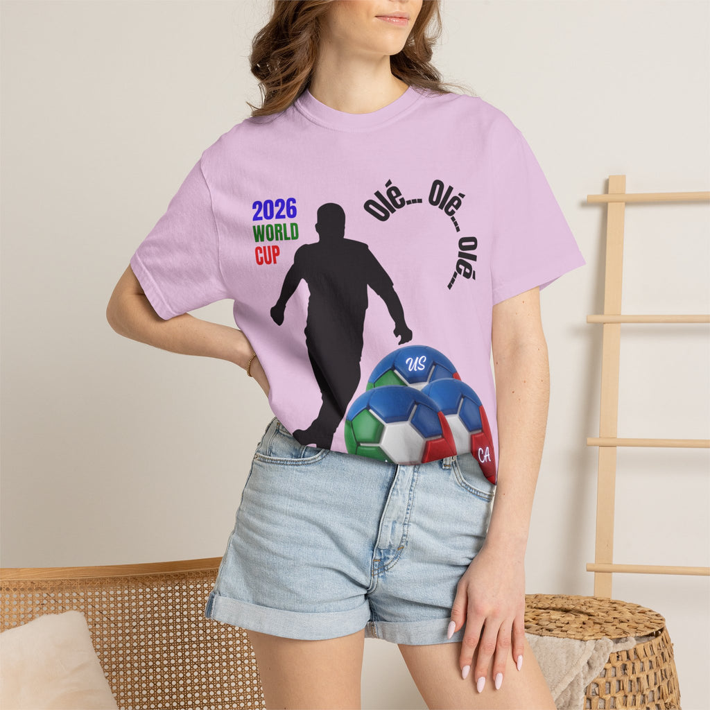 2026 World Cup Soccer T-Shirt — 'Olé Olé Olé' Fan Tee with Player Silhouette