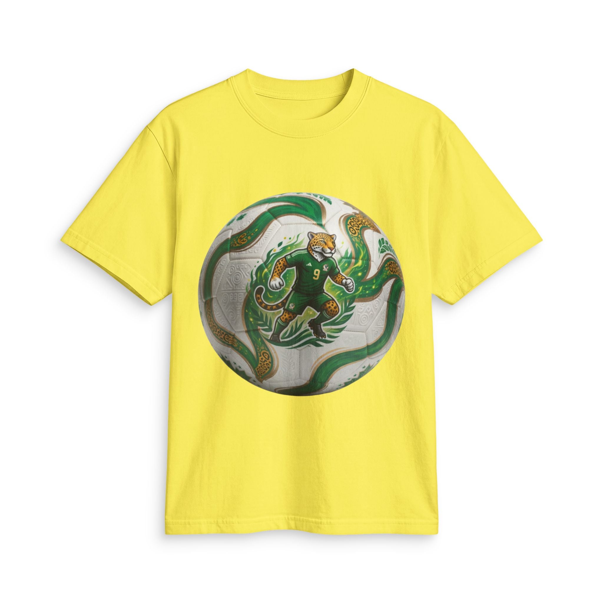 Soccer Graphic T‑Shirt — Green Ball Mexico 2026 World Cup Style Football Design