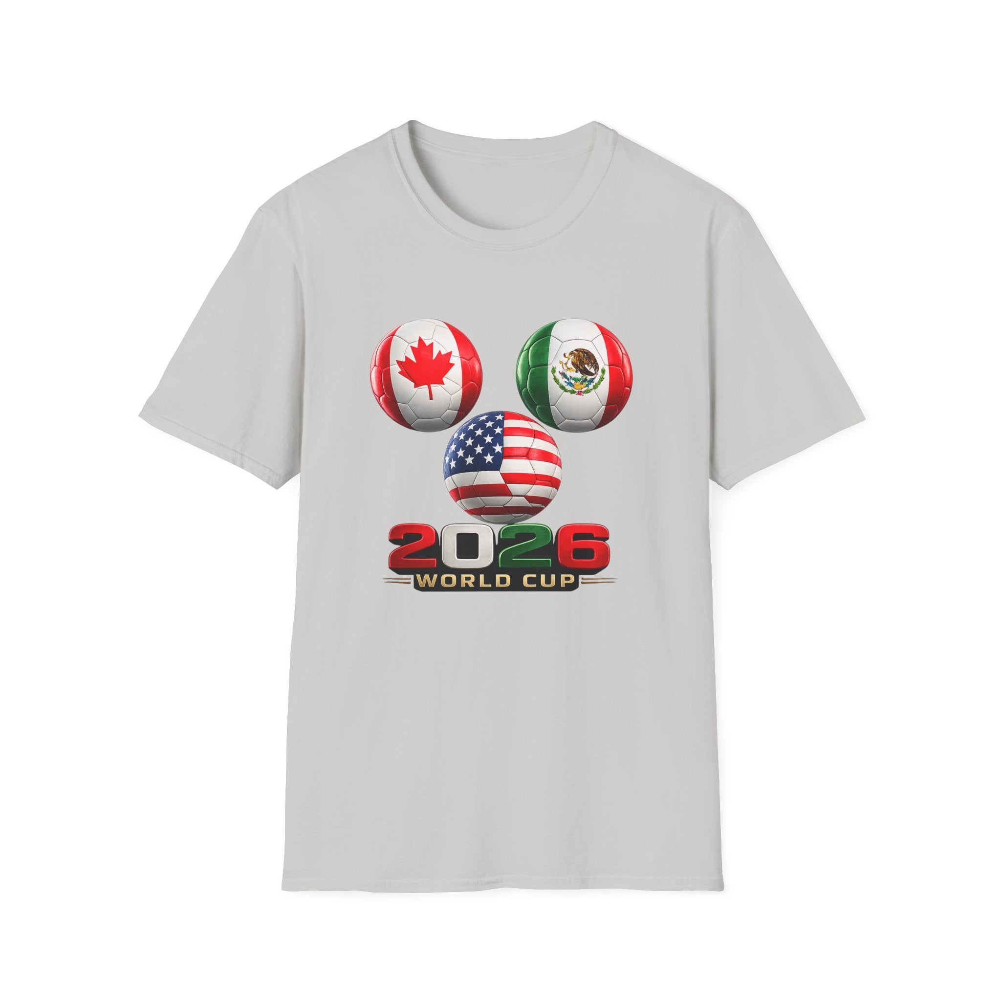 World Cup Trio Soccer Ball T-Shirt — USA Canada Mexico Flags